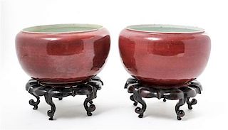 * A Pair of Chinese Monochrome Glazed Bowls Diameter 9 inches.