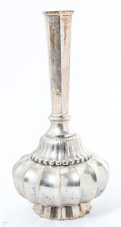 A Japanese Silvered Metal Vase Height 11 inches.