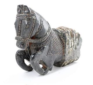 An Indian Carved Stone Horse Width 7 3/4 inches.