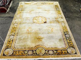 A Chinese Silk and Wool Rug 8 feet x 4 feet 11 inches.