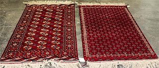 Two Bokhara Wool Rugs Dimensions of largest 5 feet 4 inches x 3 feet 3 1/2 inches.