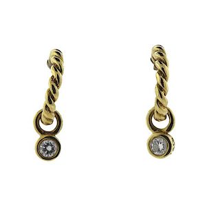 Tiffany &amp; Co 18K Gold Diamond Small Hoop Earrings