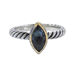David Yurman 18K Gold Sterling Blue Stone Ring