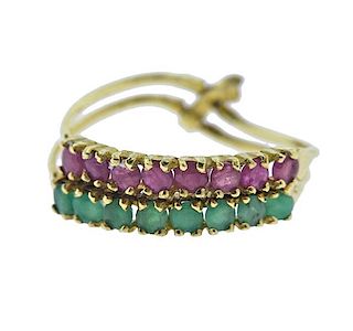 18k Gold Ruby Emerald Harem Ring