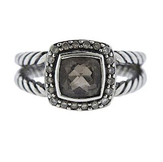 David Yurman Sterling Diamond Brown Stone Ring
