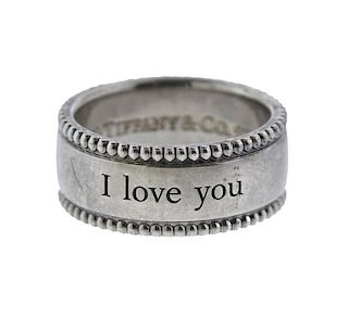 Tiffany &amp; Co I love You Sterling Beaded Band Ring