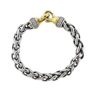 David Yurman 18K Gold Sterling Diamond Chain Bracelet