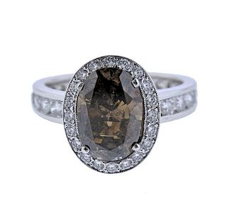 GIA 3.06ct Fancy Brown Oval Diamond 18k Gold Ring 