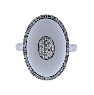 14k Gold White Onyx Diamond Ring 