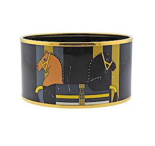 Hermes Equestrian Wide Enamel Bracelet
