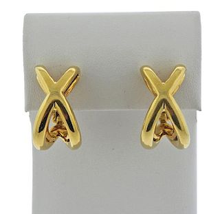 Tiffany &amp; Co 18K Gold Double X Earrings