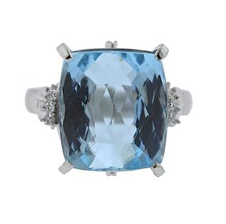Platinum Diamond 15.99Ct Aquamarine Ring