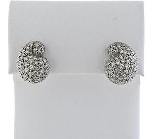 Angela Cummings Platinum Diamond Paisley Earrings