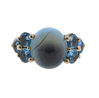 Pomellato Luna 18K Gold Blue Topaz Ring