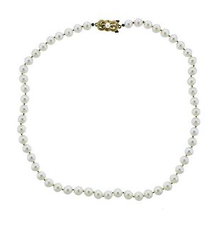 Mikimoto 18K Gold Pearl Necklace 