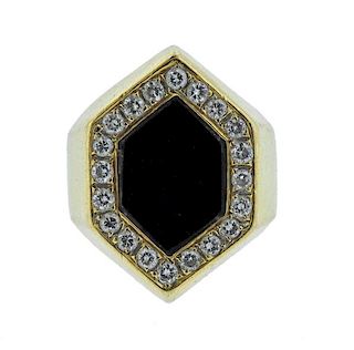 18K Gold Diamond Onyx Ring
