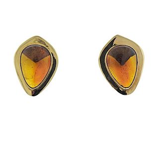 14k Gold Amber Earrings