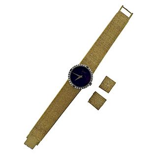 Piaget 18k Gold Lapis Diamond Sapphire Watch 9706 A 6