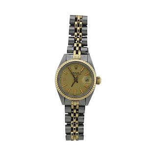 Rolex Ouster Date 14k Gold Steel Lady&#39;s Watch 6917