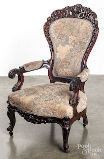 Victorian carved rosewood armchair