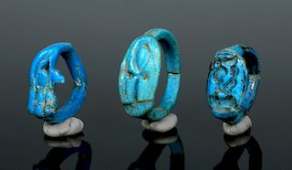 Trio of Egyptian Faience Rings