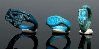 Trio of Egyptian Faience Rings