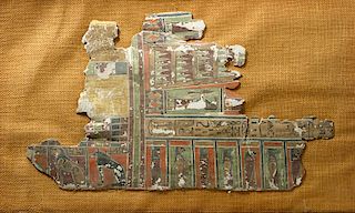 Egyptian Linen and Gesso Sarcophagus Panel - Translated