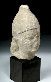 Greek Cypriot Limestone Head - Male Votary