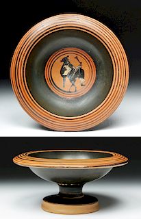Greek Attic Black-Figure Footed Dish - Dionysos