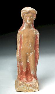 Greek Canosan Polychrome Statue of Nude Male