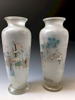 A PAIR OF CHINESE ANTIQUE GLASS VASE .19C.