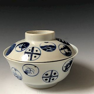 CHINESE ANTIQUE BLUE AND WHITE BOWL, MARKED