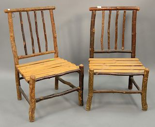 Pair of adirondack style side chairs.