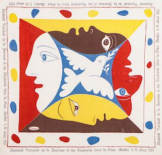After Pablo Picasso (1881-1973) Festival pour la Paix Scarf, 1951