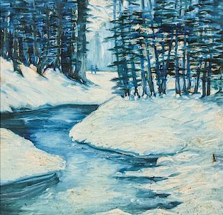 Edward Redfield (1869-1965) Winter Stream, Oil Painting