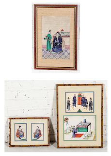 Estate Lot of 5 Antique Chinese Pith Paintings