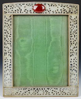 Chinese Carved Jade Picture Frame, Early 20th C