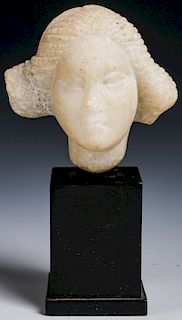 Roman White Marble Head of a Young Woman