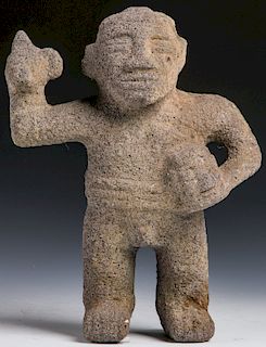 Costa Rican Volcanic Stone Warrior w.Trophy Head, 1000-1500 AD