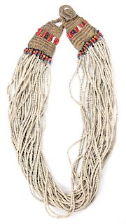 Konyak Naga White Glass Trade Bead Necklace, Early 20th C., India