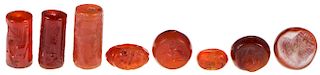 8 Ancient Carved Carnelian Seals
