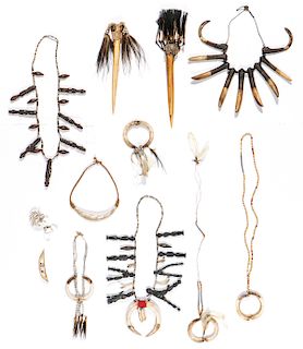 Lot of 12 objects of adornment, Papau New Guinea