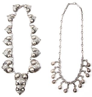 2 Silver Necklaces, Mexico