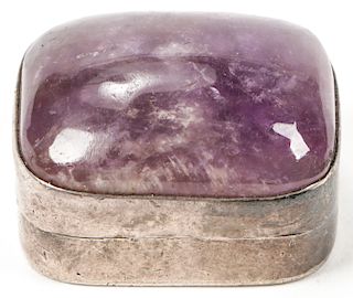 William Spratling (1900-1967) Sterling Silver and Amethyst Pill Box