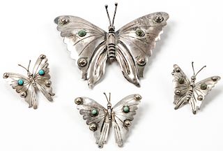 4 Silver Butterfly Pins