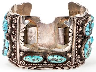 Silver and Turquoise Cuff Bracelet Watch Holder