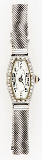 Ladies White Gold Art Deco Diamond Watch