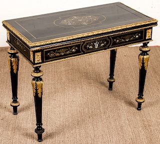 Antique French Louis-Phillipe Ebonized Inlaid Side Table/Desk