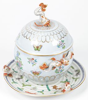 Herend Hungary Porcelain Covered Soup Tureen and  Tray