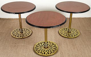 3 Vintage Bistro/Cafe Tables, Heavy Brass Bases